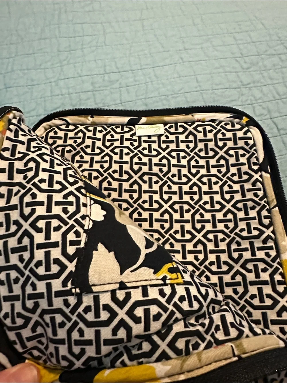 Vera Bradley Quilted Tablet Sleeve in Black, Yellow, White Floral